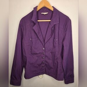 Bellissima Purple Cotton Fitted Jacket With Western Syle Stiching Size 12